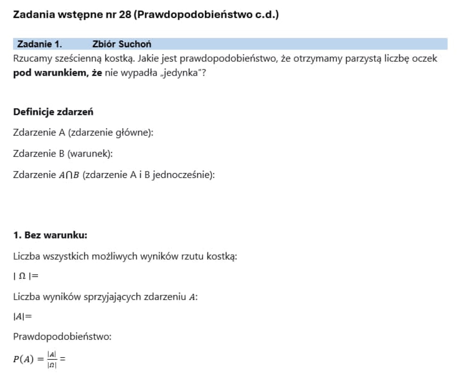 Materiał przed zajęciami