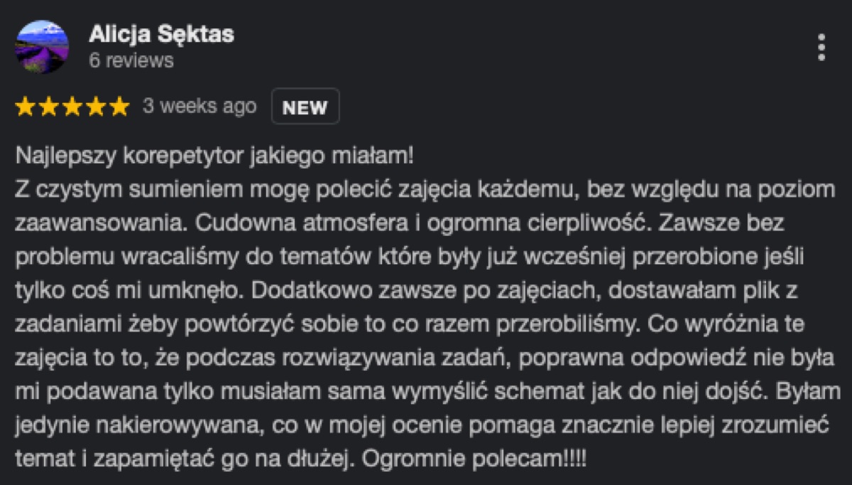 Opinia uczennicy o samodzielnym dochodzeniu do rozwiązania