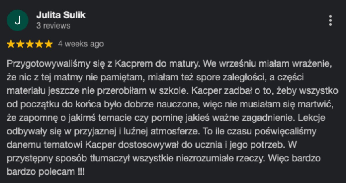 Opinia uczennicy o nadrabianiu zaległości