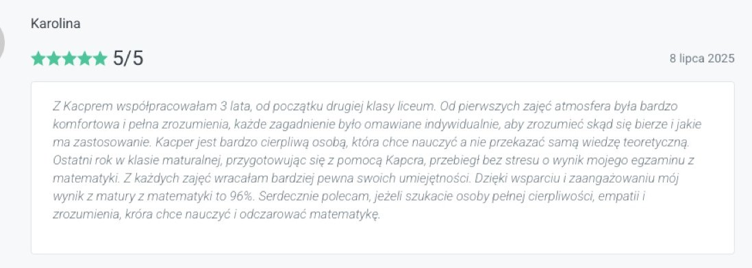 Opinia uczennicy, matura 96%